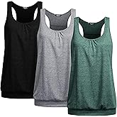 Beyove 3 Pack Banded Bottom Workout Tops for Women Tummy Flattering Yoga Tank Tops Plus Size Racerback Athletic Gym Shirts