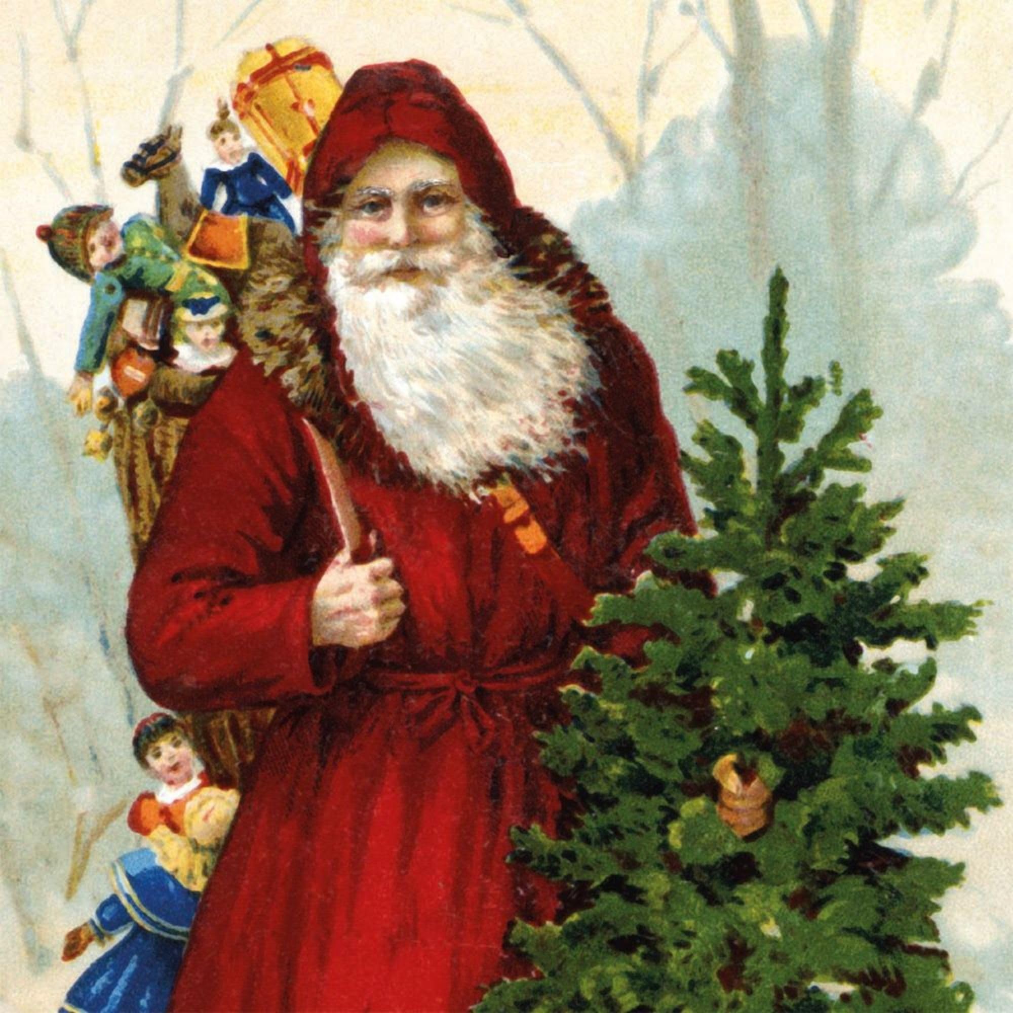 Museums & Galleries Christmas Cards Pack of 8 - Father Christmas Traditional Design - Eco-Friendly & Recyclable