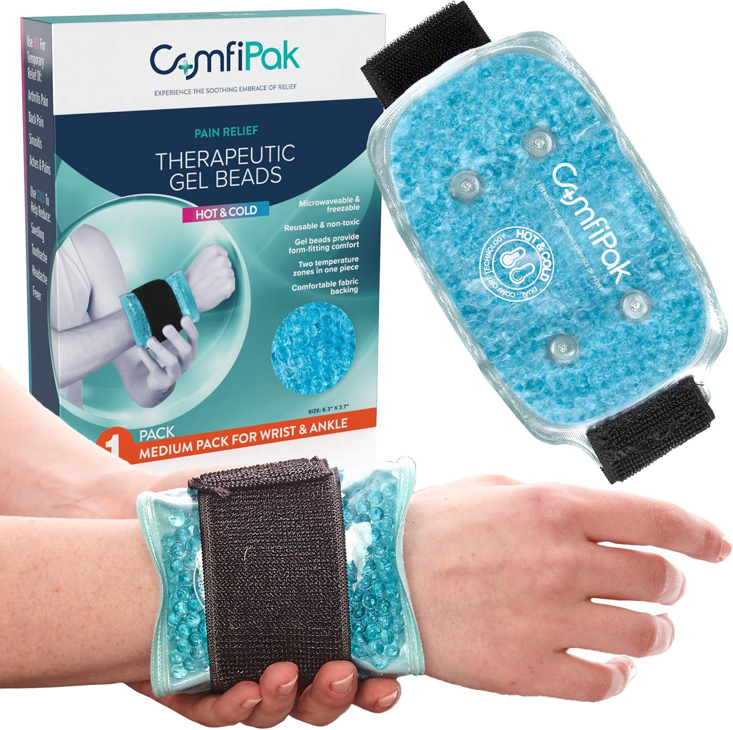 Wrist and Ankle Gel Pack Reusable Heat and Ice Packs for Injuries and Pain Relief