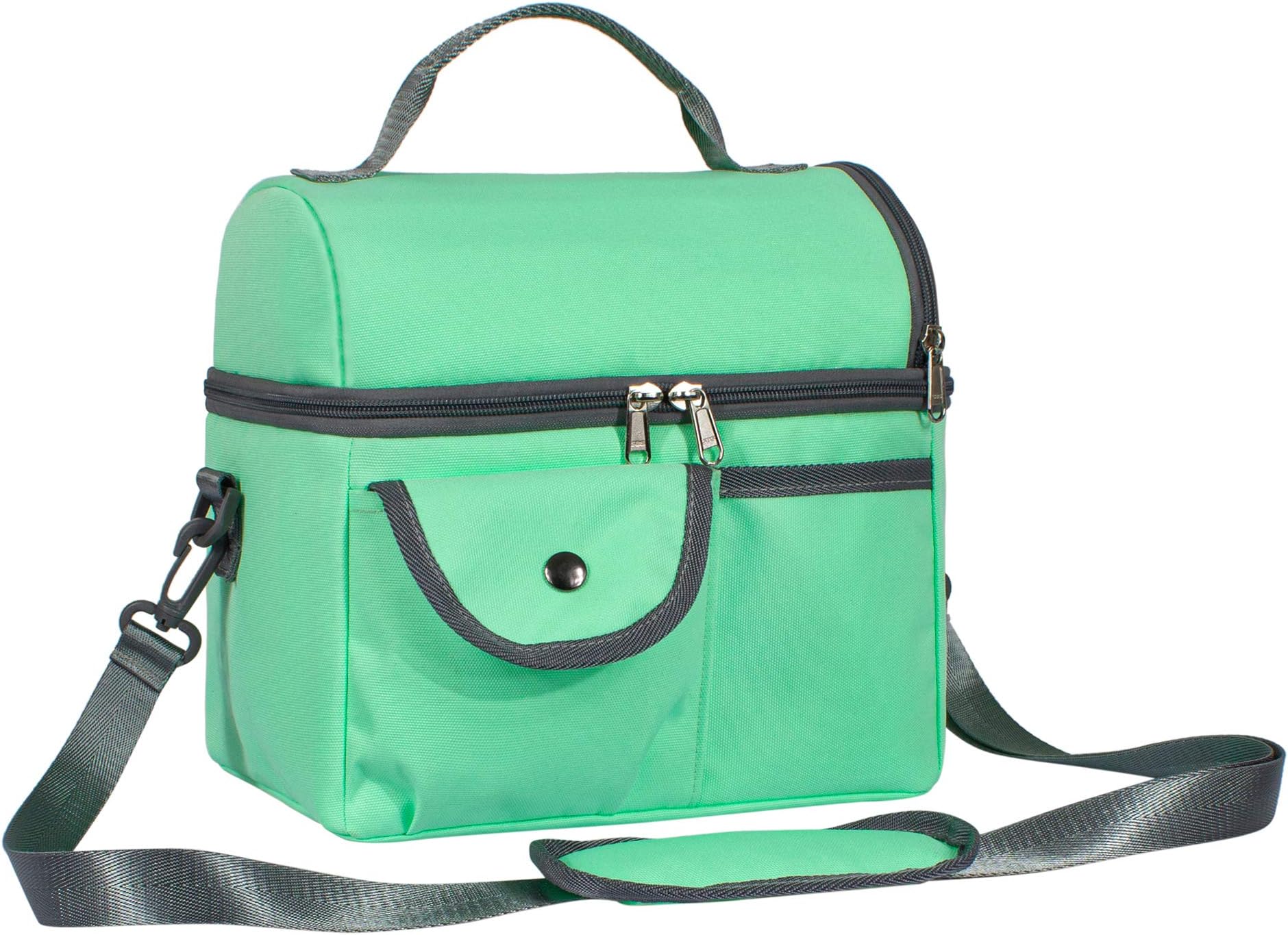 TOPERIN Lunch Box Insulated Lunch Bag for Men Women Double Deck Lunch Bag Green