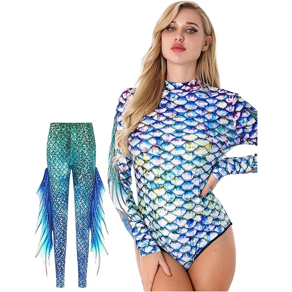 Amazon.com: YONGHS Women's Mermaid Costume 2 Pieces Suits