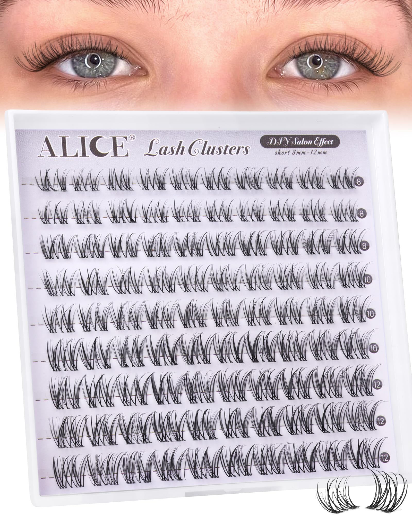 Photo 1 of ALICE Natural Short Lash Clusters Invisible Band Wispy Eyelash Clusters 8-12mm Cluster Eyelash Extensions Lash Extensions DIY Individual Lashes