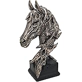 CSjihua 16" Animal Horses Head Bust Table Sculpture Retro Resin Home Decor Statue for Bedroom,Living Room,Dining Desk,Bookshe