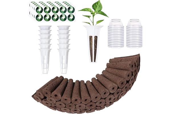 Yoocaa 136pcs Seed Pod Kit for Aerogarden, Hydroponic Grow Anything Kit with 50 Sponges, 12 Baskets, 50 Labels, 24 Domes, See