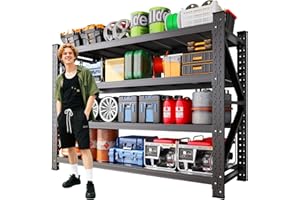 LBVSKK 70''W Garage Shelving Heavy Duty 5-Tier Adjustable Storage Shelves Unit,7000 LBS Metal Utility Rack Shelf for Industries, Warehouses, Basement,Black (70''H x 70''W x 24''D)
