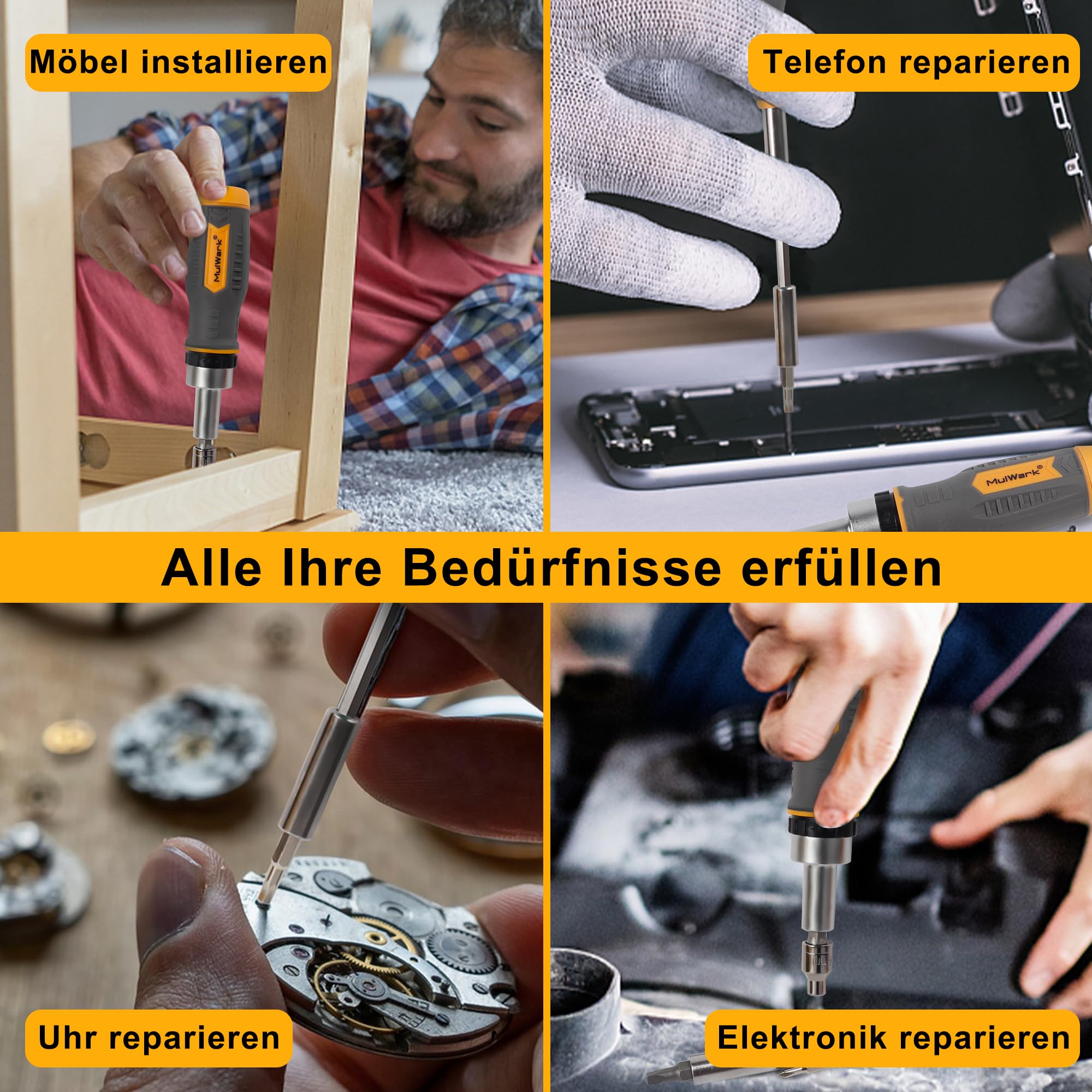 MULWARK Schraubendreher-Bit-Satz & Steckschlüssel-Satz, 77-teiliger Ratschen-Schraubendreher-Satz mit Koffer, 77 in 1 Multi-Bit-Schraubendreher für Heimwerker, Elektronik, Auto-Notfall und Garage 9