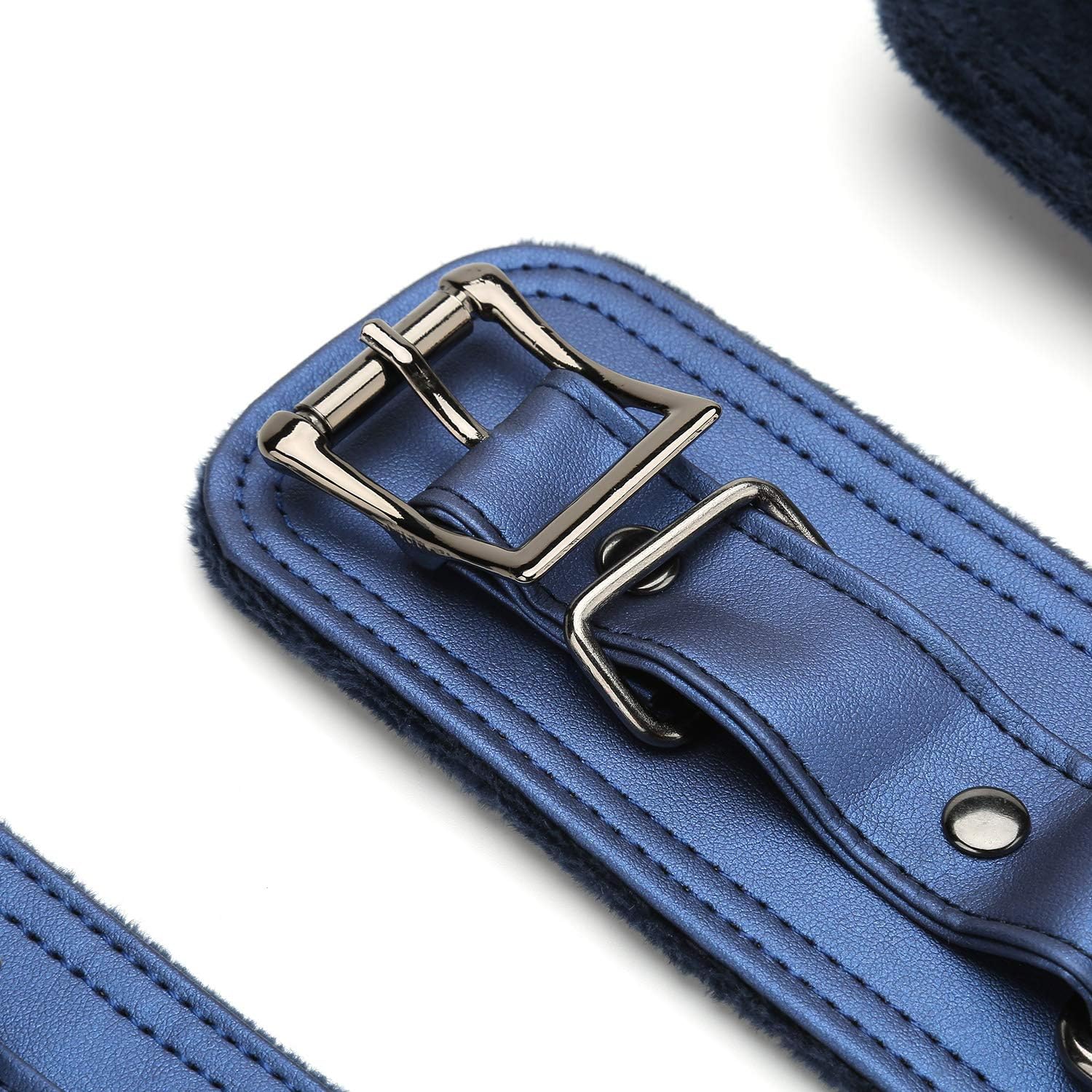 Sovyime Blue PU Fur Cuffs Set Adjustable Straps Kit for HandWrist