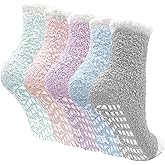 CaiDieNu Non Slip Fuzzy Socks for Women: Winter Thick Warm Cozy Sleep Hospital Slipper Socks with Grips Soft Fluffy Gifts
