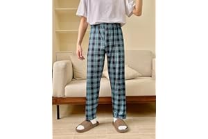 Men’s Plaid Pajama Pants, Lounge Sleep Pants with Elastic Waist