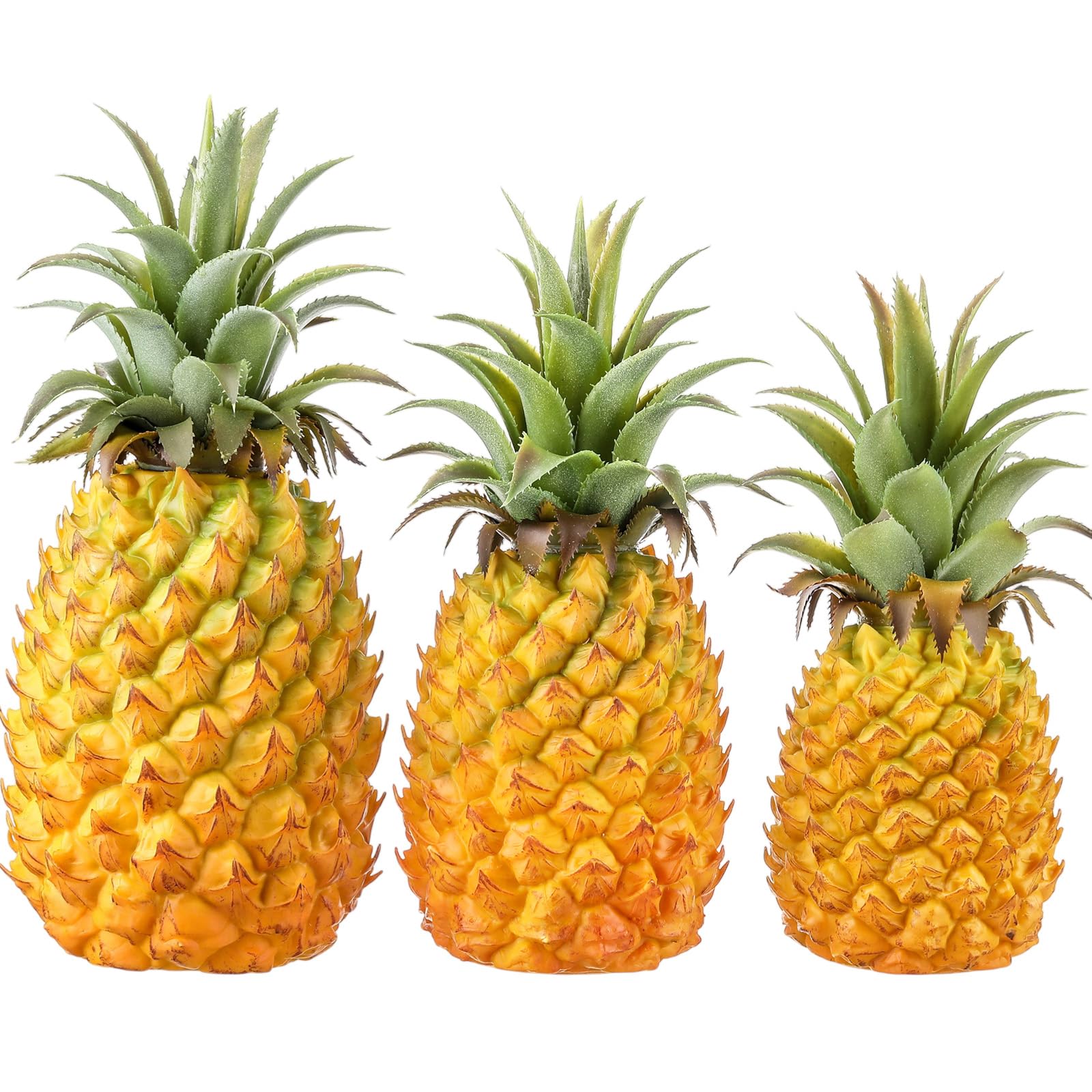 Photo 1 of Simgoing 3 Pack Artificial Pineapple Simulated Fruit Decoration Fake Fruit Model Lifelike Pineapple for Summer Home Decor Cabinet Table Party Decoration