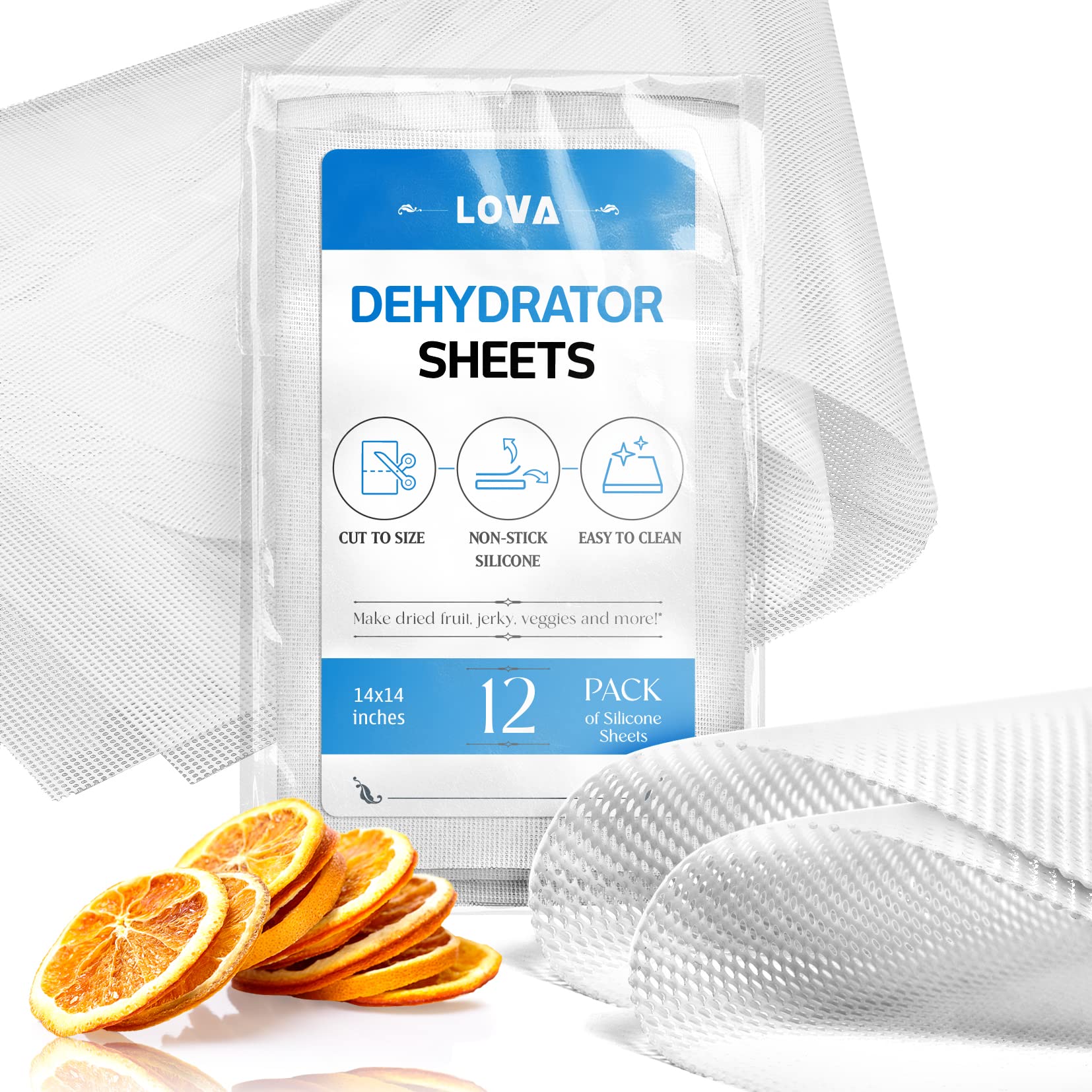 Photo 1 of (12 Pack) Silicone Dehydrator Sheets (Free Recipes) (14in.x14in.) Dehydrator Accessories for Cosori, Excalibur, Magic Mill- Fine Mesh Trays - Mats, Jerky, Fruit and More