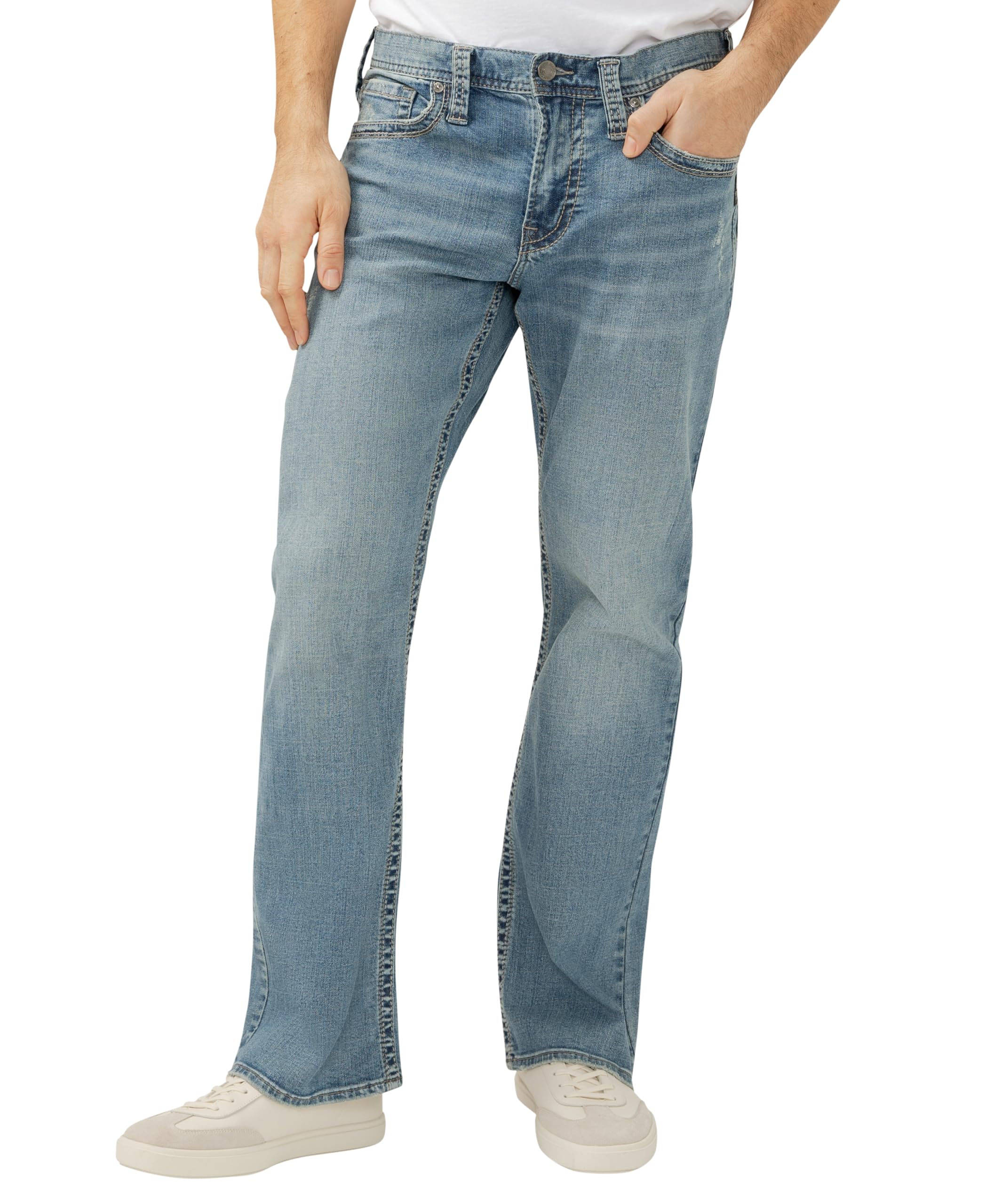 Silver Jeans Co. Men's Craig Easy Fit Bootcut Jeans, Light Wash, 42W x 30L Image