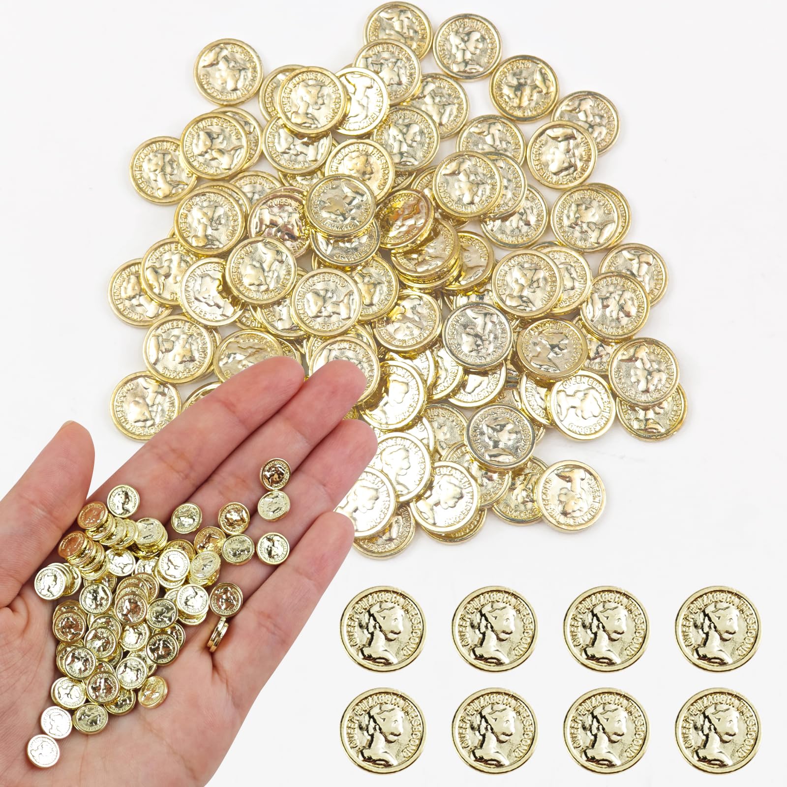 Photo 1 of 100 Pieces Miniature Coins for Crafts Dollhouse Tiny Fake Gold Coins for Dollhouse Fairy Garden Micro Landscaping