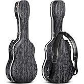 CAHAYA 41 Inch ABS Hard Guitar Bag Acoustic Guitar Case Waterproof 0.6 Inch Thick Padding for Acoustic Classical Guitars, Bla