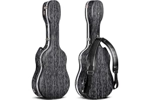 CAHAYA 41 Inch ABS Hard Guitar Bag Acoustic Guitar Case Waterproof 0.6 Inch Thick Padding for Acoustic Classical Guitars, Bla