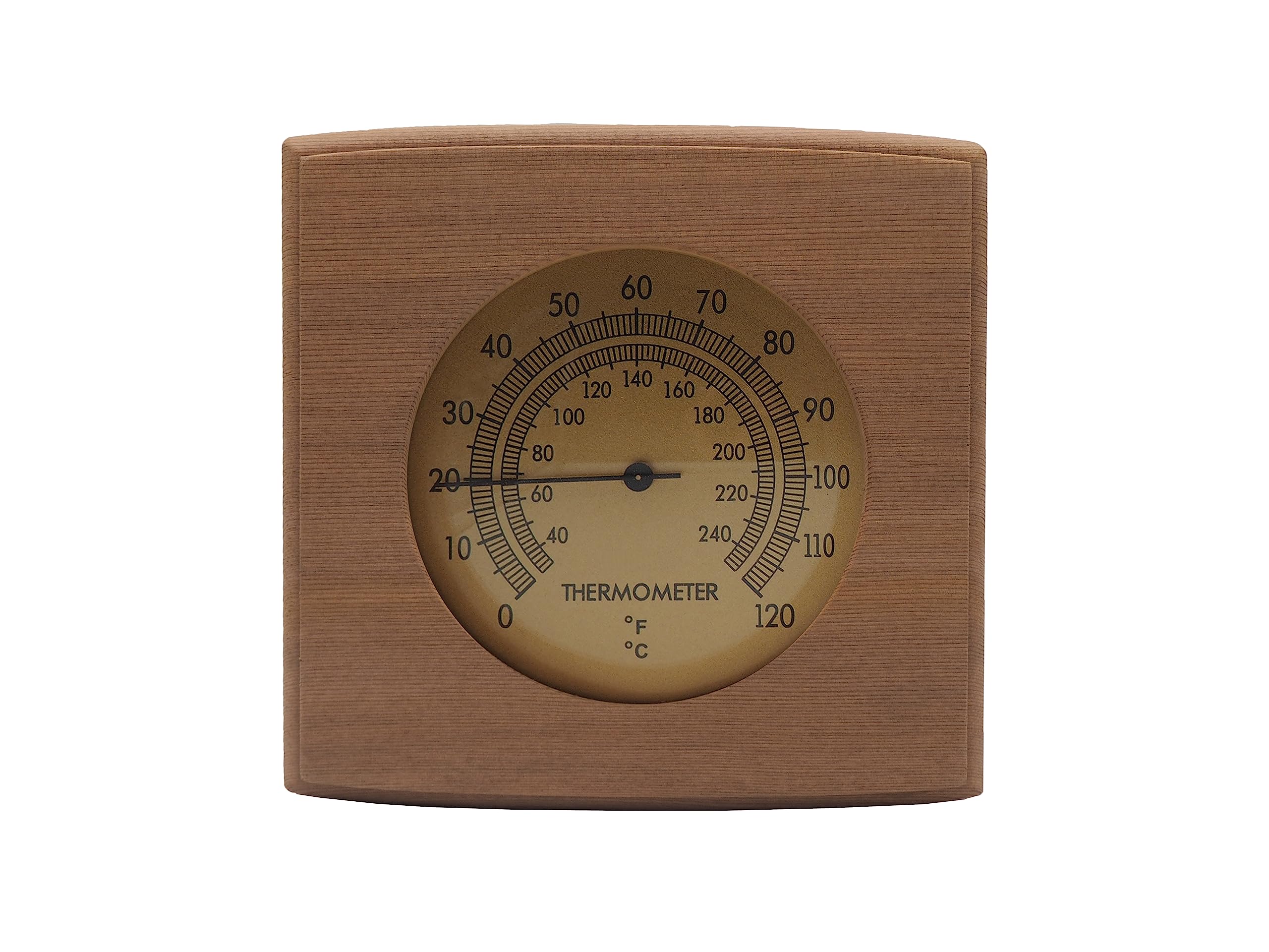 HSE Cedar Sauna Thermometer - Mechanical Thermometer with Minimalist Design and Glass Dials