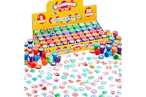 JOYIN 50 Pcs Assorted Stamps for Kids - Self-Ink Stamps with 50 Designs for Birthday Party Favor, Carnival Prizes, School Sta
