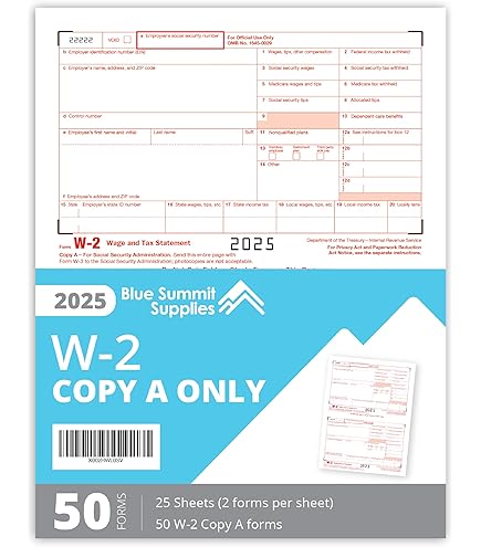 Amazon.com : W2 Forms 2025 Copy A 50 Sheets W-2 Federal Income