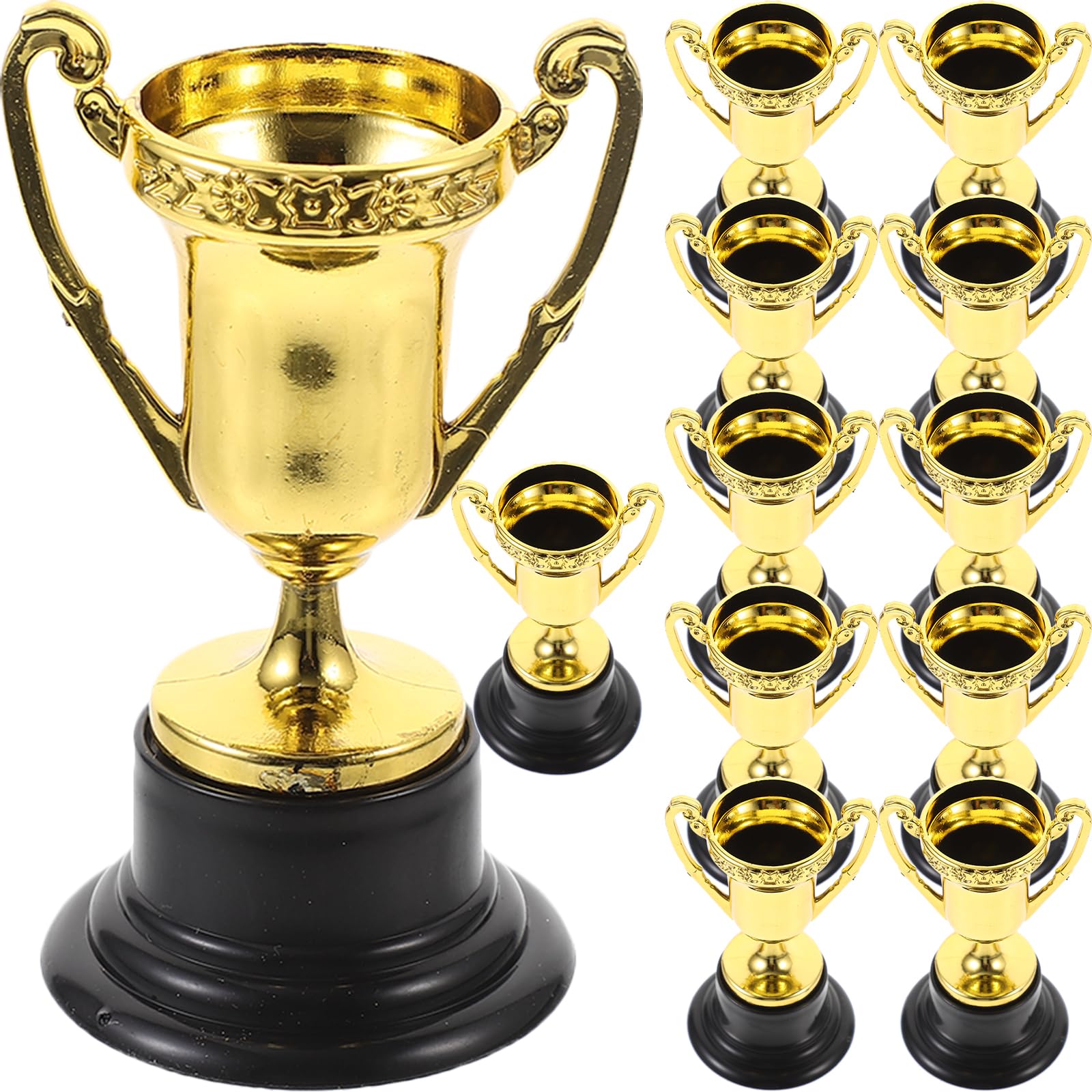 BESPORTBLE Mini Trophies Set for - 12 Pcs Gold Trophy Cup Awards - Shiny Golden Prizes for Competitions Ideal Party Favors and School Field Day Rewards for Boys and Home Tabletop