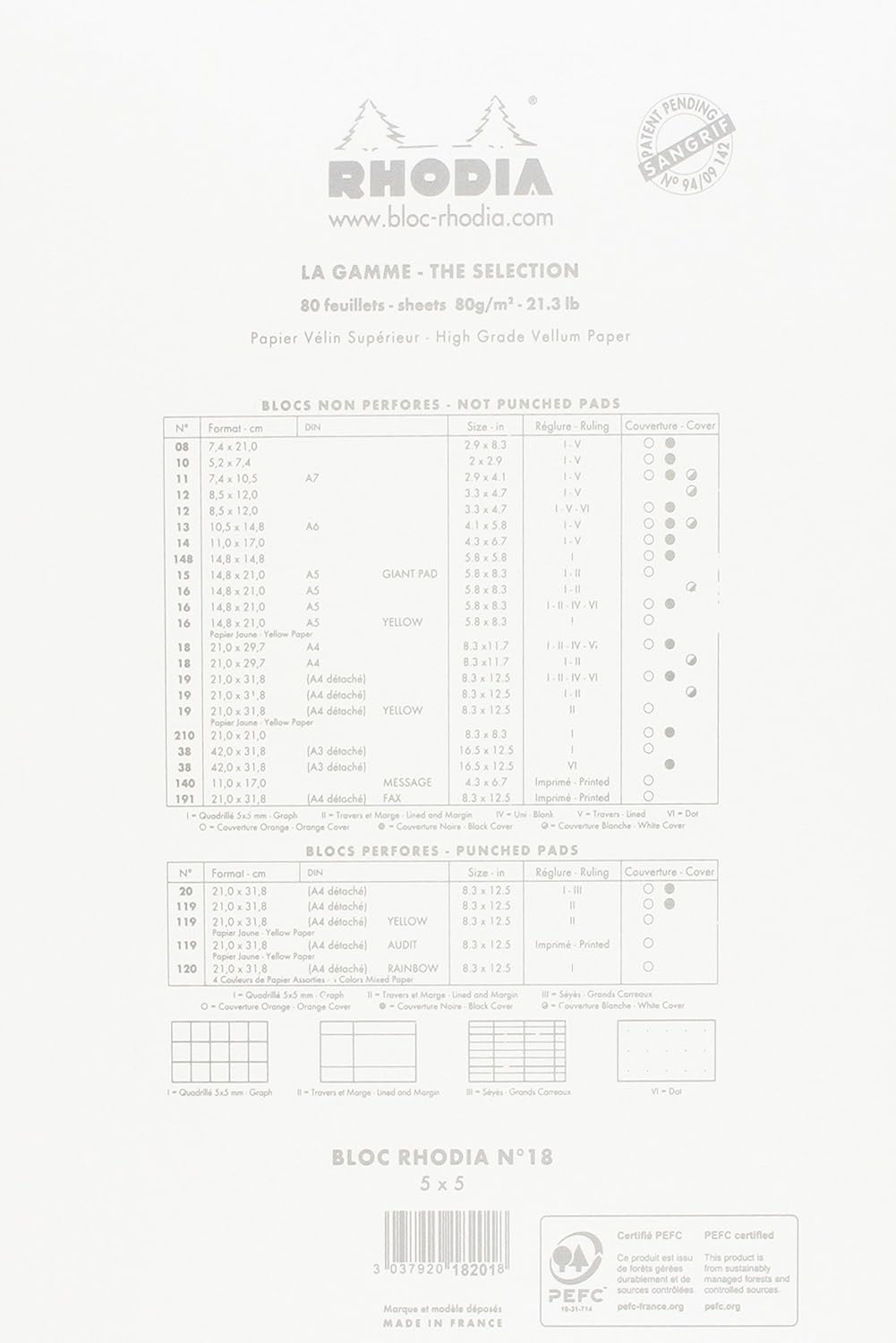 RHODIA 18601C, Stapled Notepad N°18 White, A4, Lined, 80 Detachable Sheets, White Clairefontaine Paper 80 g/m, Soft - Image 3