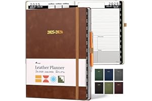 Ensight 2025-2026 HARDCOVER Leather Planner Weekly & Monthly - 8.5x11 Inches - Academic Planner Business Personal or Student - Pen Holder, Thick Paper, July 2025 - June 2026 (Dark Brown)