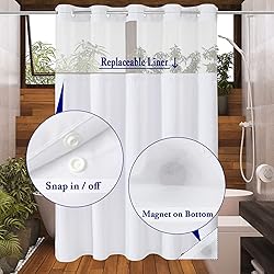 Gibelle No Hook Waffle Weave Shower Curtain with