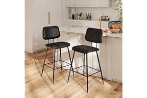 Nusetx 26 Inch Counter Height Bar Stools Set of 2, Modern Faux Leather Kitchen Island Chairs with Back and Metal Leg, Upholst