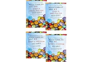 KoolStone 4 Bags Refill Grits for Rock Tumbling, Rock Polishing Refill Kit, Compatible with Any Tumbler