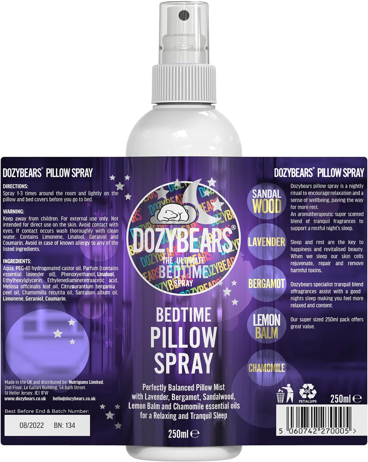 DOZYBEARS The Ultimate Bedtime Pillow Spray 250ml, 250 ml (Pack of 1) - Image 5