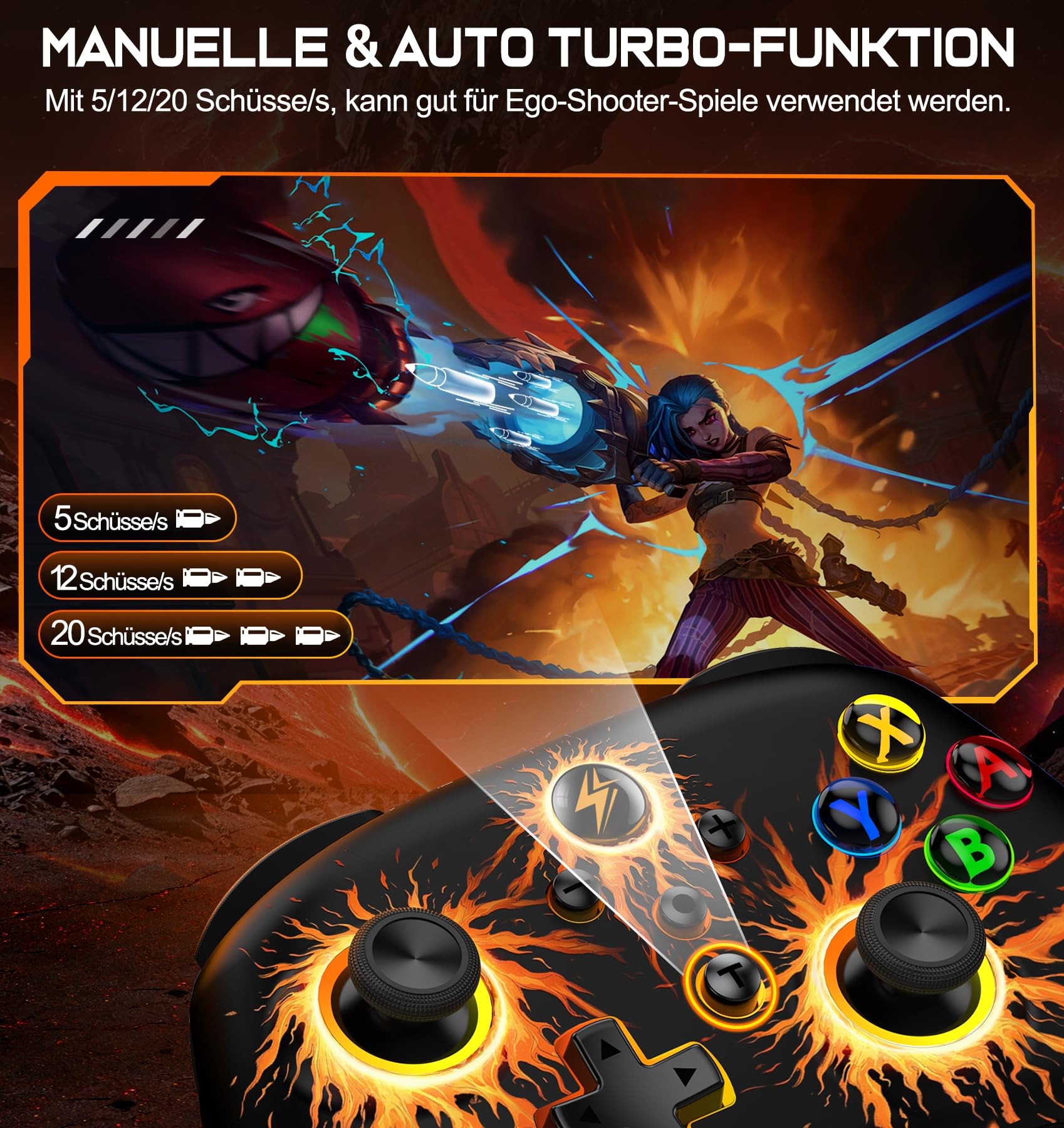 ALEEMTRY Switch Controller-Wireless Switch Pro Controller mit Cooles RGB Aussehen/Programmierbare/Turbo/Aufwachfunktion/1000mAh Akku für Switch/Lite/OLED, Kompatibel mit Android/IOS/PC-Spiele 5