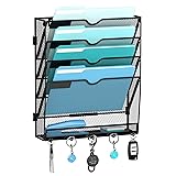 JMHUD Wall File Organizer with 5 Hooks 5 Tier
