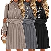Sweetyweee 3 Pack Women's Sweater Dress Turtleneck Long Sleeve Ribbed Knit Tunic Mini Bodycon 2026 Fall Casual Trendy Outfits