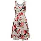 Tom's Ware Womens Casual Fit and Flare Floral Sleeveless Dress