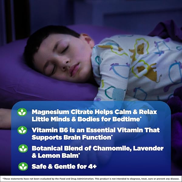 NATROL KIDS SOOTHING NIGHT MAGNESIUM CITRATE GUMMIES, HELPS CALM & RELAX LITTLE MINDS & BODIES FOR BEDTIME FOR THOSE LOW IN MAGNESIUM, PLUS VITAMIN B6 SUPPORTS BRAIN FUNCTION, 30 BERILICIOUS GUMMIES