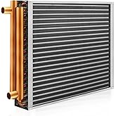 Water to Air Heat Exchanger 12x12 with 1‘’ Copper Ports for Outdoor Wood Furnaces, Residential Heating and Cooling, and Force