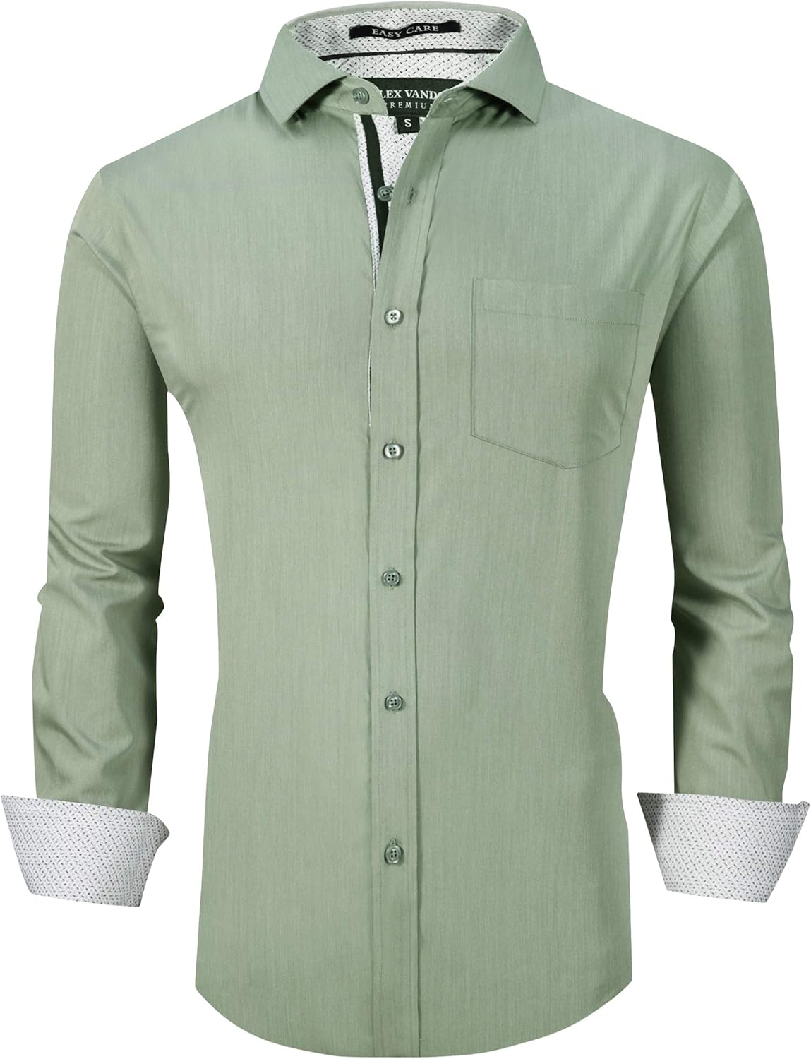 Alex Vando Mens Dress Shirts Wrinkle Free Regular Fit Stretch Bamboo Men Shirt at  Men’s Clothing store