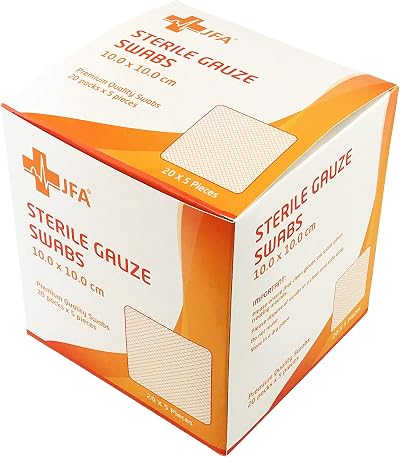 JFA Medical Premium Sterile Gauze Swabs 10cm x 10cm Pack of 100