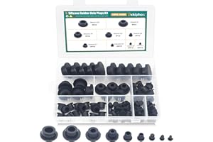 DEKIPHOX 110PCS Silicone Rubber Plugs for Round Holes Assorted Sizes T-Shape Rubber Stoppers Hole Plug Bathtub Jet Covers (Black)