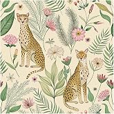 Floralplus Peel and Stick Wallpaper Leopard Removable Wallpaper | Renter Friendly Wallpapers Self Adhesive Animal Floral Contact Paper for Accent Wall 17.5 x 118 in