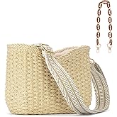 Herald Small Summer Crossbody Bags for Women, Beach Handmade Straw Woven Pocketbooks Handbag Shoulder Purse