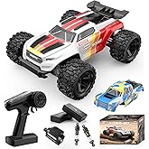Remote Control Car 1:18 Scale 4WD Off-Road RC Truck, 36 KPH Fast RC Car with Dual 7.4V 1500mAh Batteries, Oil-Filled Shocks, Dual Body Shells, RC380,2.4GHz RTR for Outdoor Driving