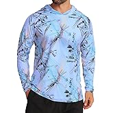iCKER Men's UPF 50+ Sun Protection Hoodie Shirt Rash Guard Long Sleeve Shirt UV Fishing Outdoor Hiking Swimming Running
