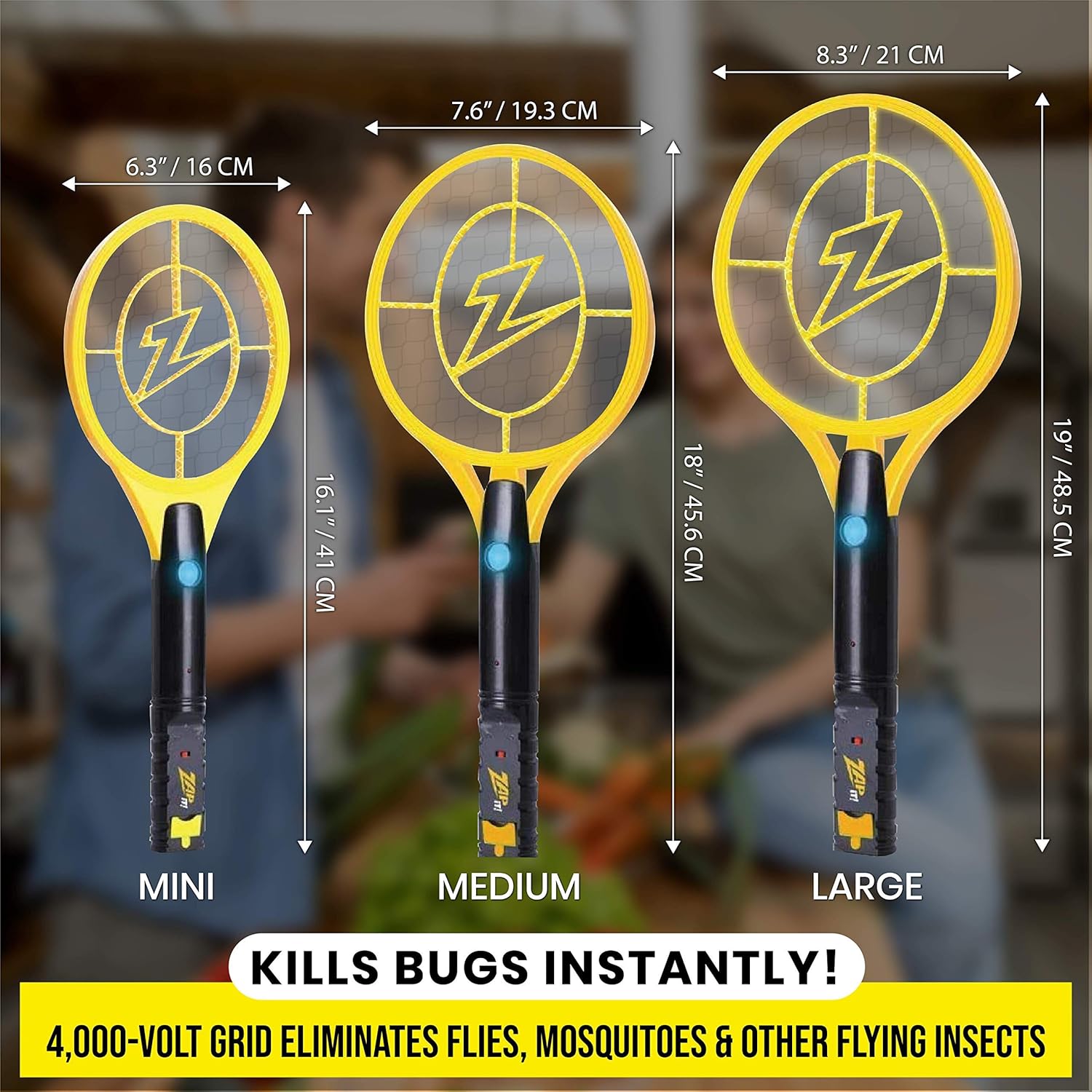 Zap It Bug Zapper Rechargeable Bug Zapper Racket, 4, 000 Volt, USB Charging Cable, 2 Pack : Garden & Outdoor