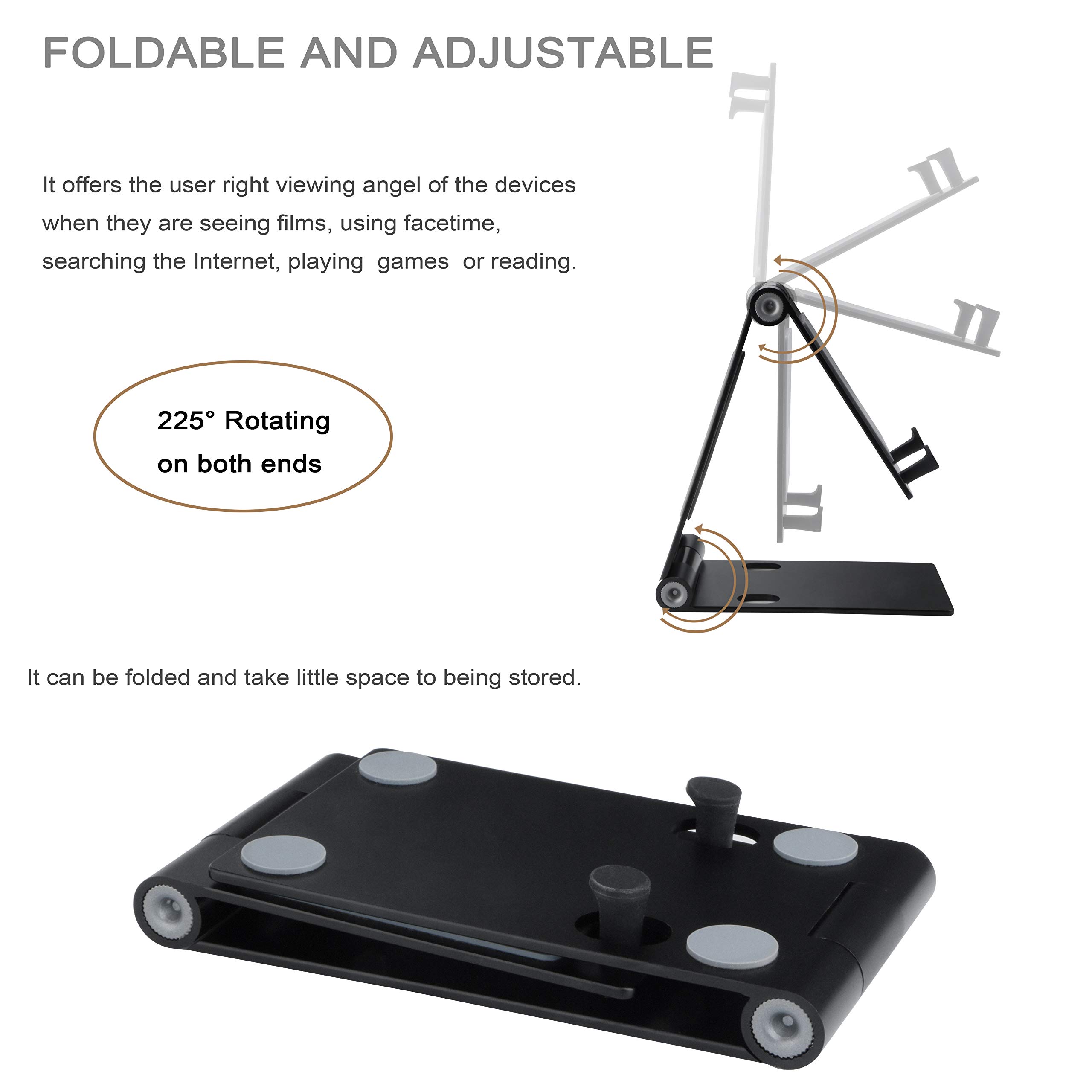 AUTFIT Foldable Desk Phone Stands, Tabletständer Einstellbar, Handy Halter, Ebook Reader Ständer, Switch Ständer, Universal Tischständer Halterung Tablet Stand für Smartphone, iPad, Kindle (Schwarz)