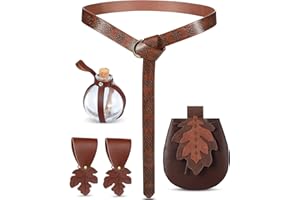 Twistover 6 Pcs Women Renaissance Accessories Leaf Belt Bag Medieval Viking Belt Potion Bottles Leather Skirt Hikes