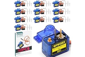 Smraza 10 Pcs SG90 9G Micro Servo Motor Kit for RC Robot Arm/Hand/Walking Helicopter Airplane Car Boat Control with Cable, Mini Servos for Arduino Project