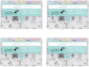 Yoobi Index Cards with Case | 4 Pack of Fun | 400 Total Notecards with Holder | Create Flash Cards for Homeschool