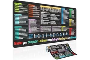 UCMDA Excel Shortcut Keys Mouse Pad - Extra Large XL Cheat Sheet Gaming Mousepad, PC Office Spreadsheet Keyboard Mat, 80x30cm