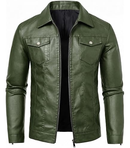 chouyatou Men's Vintage Stand Collar Pu Leather Jacket (X-Small