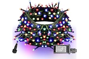 Dazzle Bright 300 LED Christmas String Lights, 100 FT Connectable Waterproof String Lights Green Wire with 8 Modes, Christmas Decorations for Indoor Outdoor Xmas Party Yard Garden (Multi Colored)